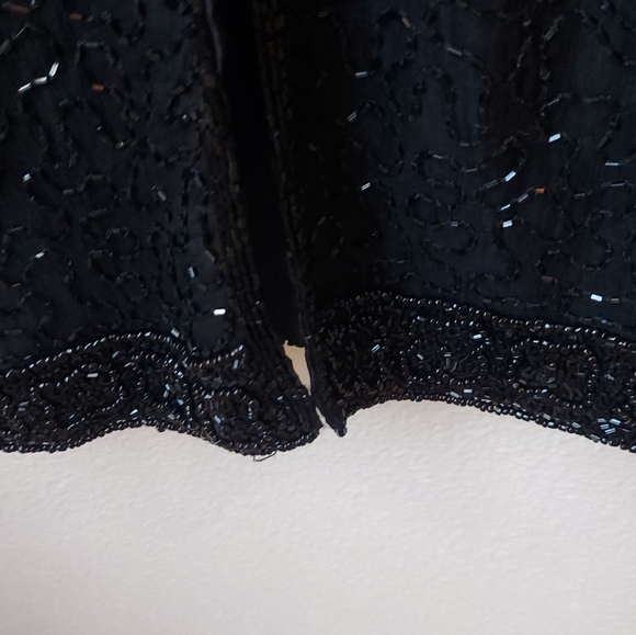 Vintage 80s Laurence Kazar Black Beaded Full Length Pencil Dress, Size M. - Picture 10 of 11